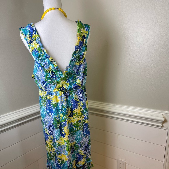 New Directions Abstract Print and Ruffled Dress 14 FREE SHIP - Picture 3 of 5